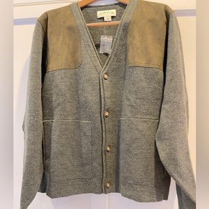 Orvis Vintage Hunting Cardigan with Suede Shoulders